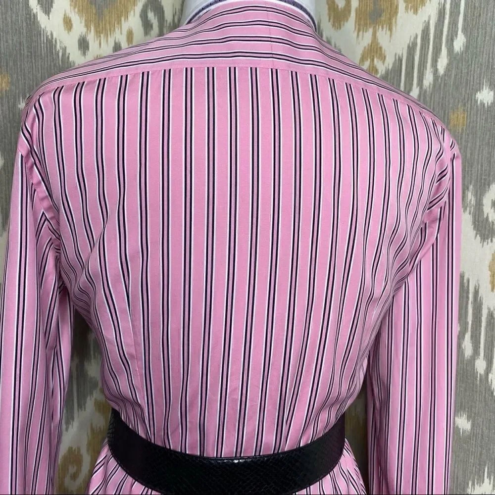 Ralph Lauren ~ Pink Shadow Stripe Polished Cotton Slim Fit Button Up Shirt - Picture 5 of 16